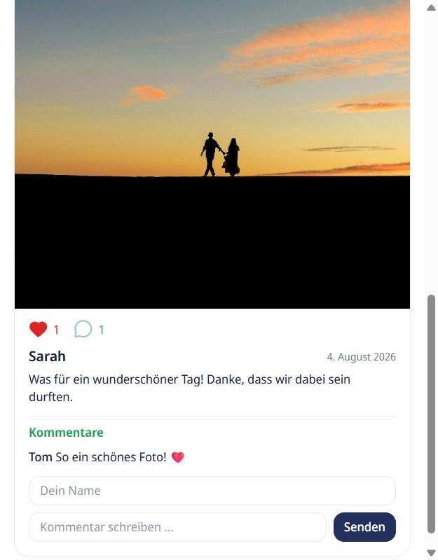 Galerie-Ansicht eines Beitrags mit Like-Herz und einem Kommentar
